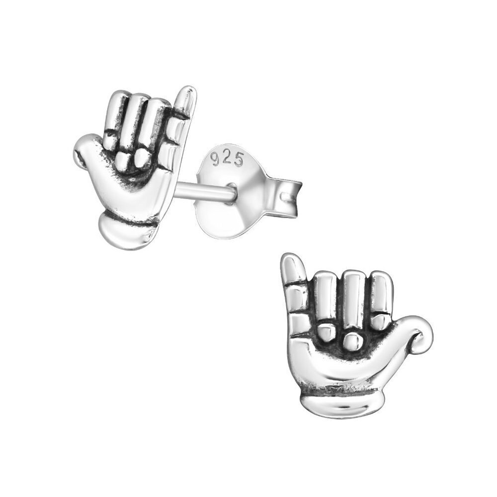 Sterling Silver Hang Loose ASL Stud Earrings